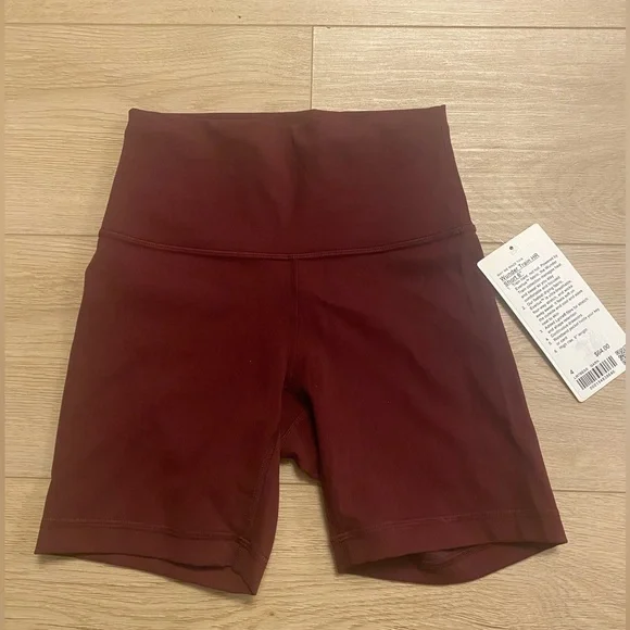 2 pairs Lulu Lemon Wunder Train HR Short 6”- Green & Maroon